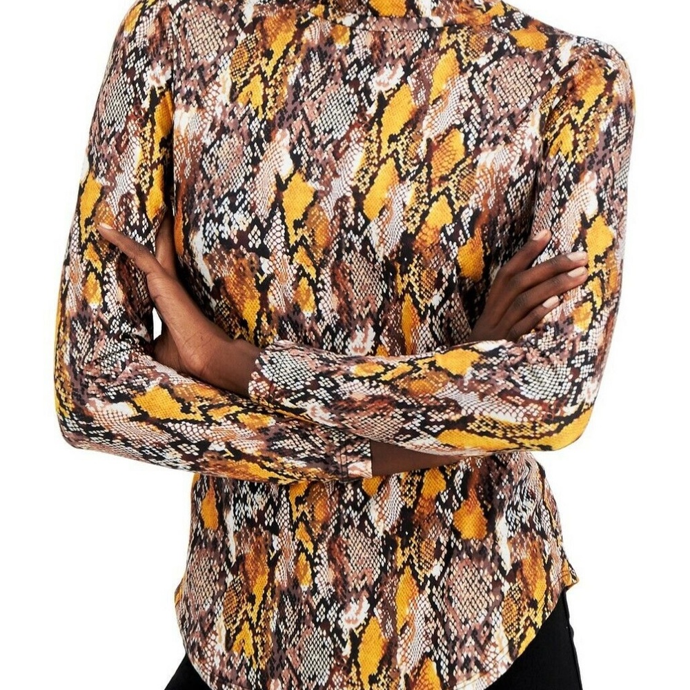 NWOT Golden Snake Print Turtleneck Top